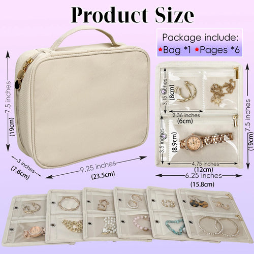 Jewelry binder size guide - 9.25 x 7.5 x 3 inches, includes bag plus 6 pages