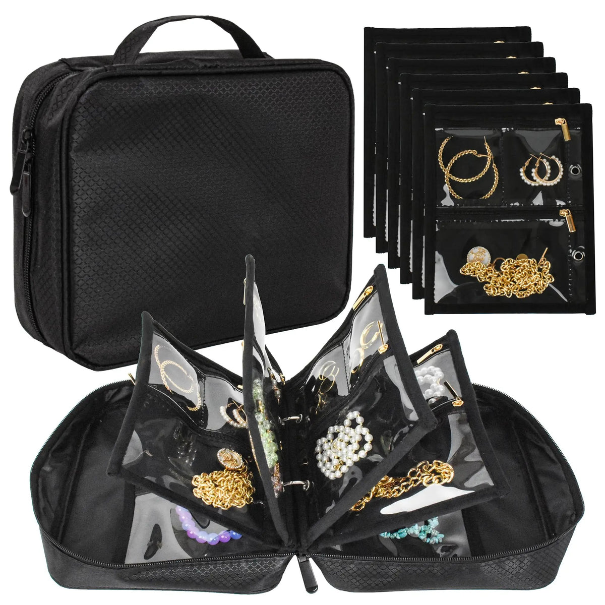 Velvet jewelry binder in Black